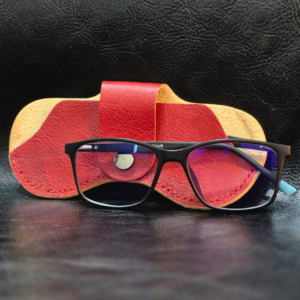 Heritage Red handmade leather glasses cover crafted from Italian vegetable tanned Heritage leather