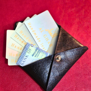 Envelope Heritage Black handmade leather envelope wallet crafted from Italian vegetable tanned Heritage leather